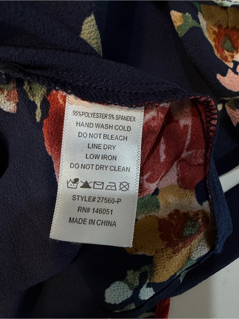 Monteau Navy Floral Flutter Sleeve Wrap-Style Peplum Top – XL - Picture 5 of 6